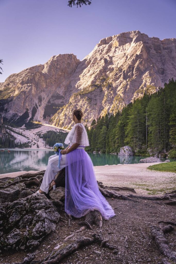 svatba v Itálii u jezera Lago di Braies