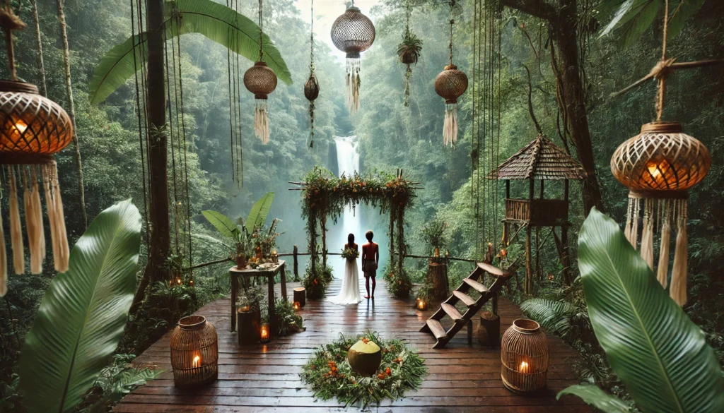 Svatba Srí Lanka v džungli u vodopádů